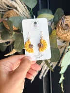 Sunflower Earrings | Handmade Polymer Clay Earrings | Fall Floral Earrings | Yellow Flower Dangle Earrings | Boho Autumn Jewelry Gift