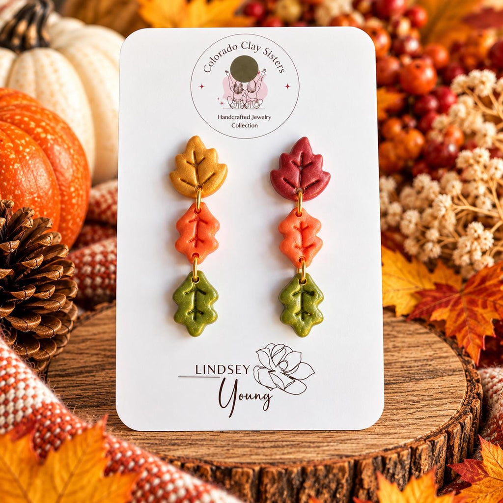 Fall Leaf Earrings, Autumn Polymer Clay Earrings, Colorful Leaf Dangle Earrings, Thanksgiving Jewelry, Boho Fall Earrings, Gift for Her