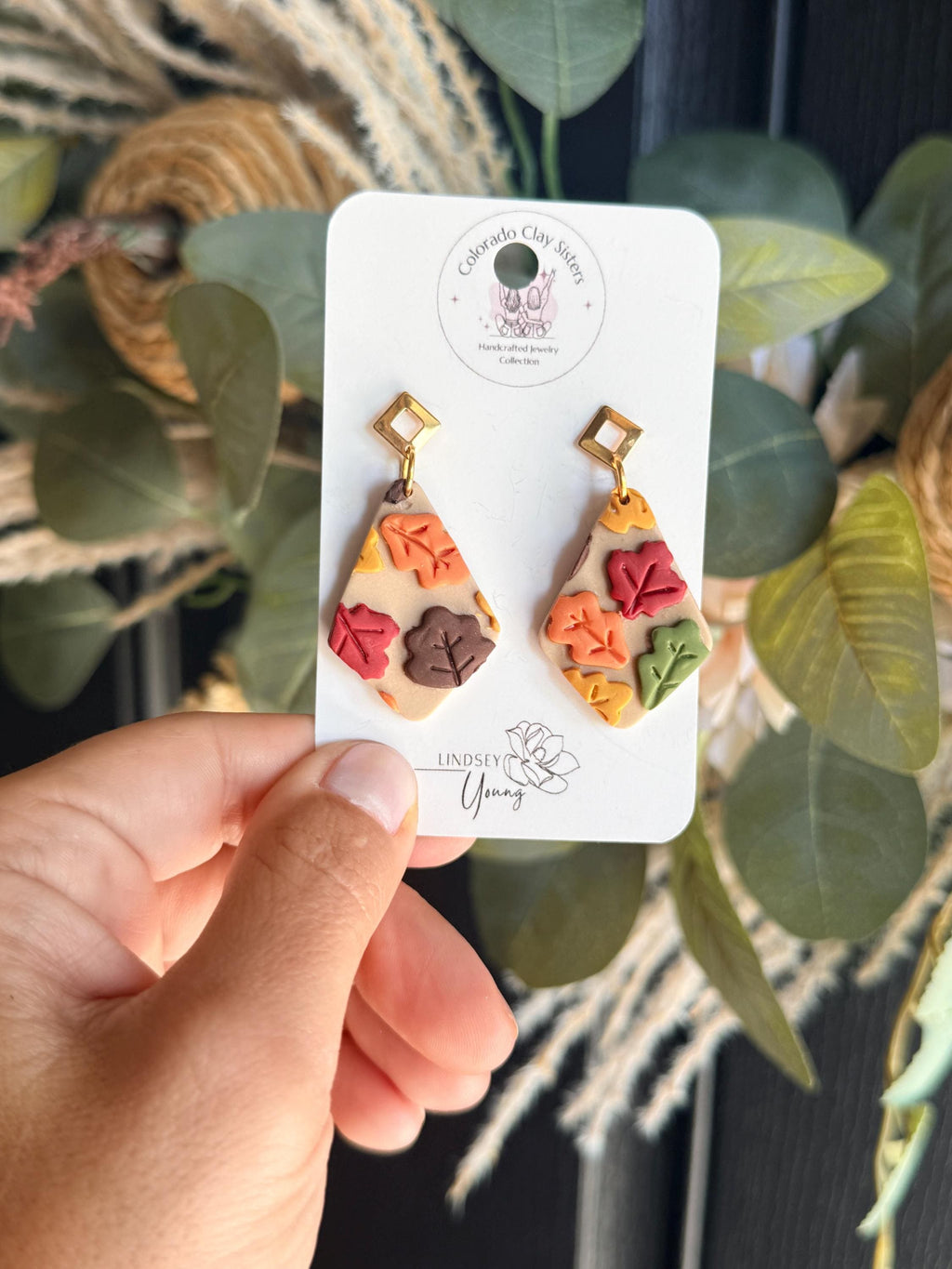 Fall Leaf Earrings, Autumn Polymer Clay Earrings, Handmade Fall Earrings, Thanksgiving Jewelry, Colorful Leaf Earrings, Fall Gift for Her
