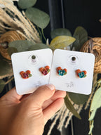 Mini Mouse Pumpkin Stud Earrings, Fall Polymer Clay Earrings, Floral Pumpkin Earrings, Autumn Studs, Thanksgiving Jewelry, Cute Fall Gift