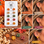 Fall Flower Stud Earrings, Polymer Clay Studs, Gold Leaf Earrings, Tiny Floral Earrings, Autumn Jewelry, Minimalist Earrings, Gift for Her