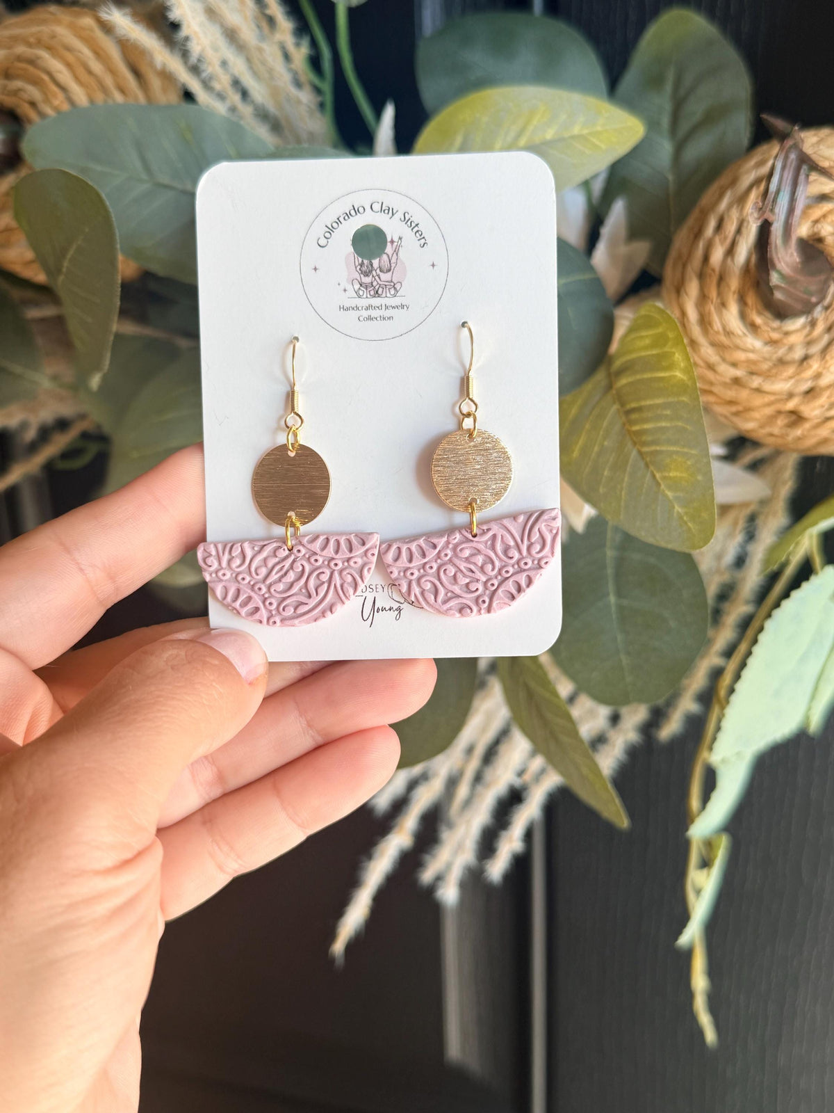 Boho Polymer Clay Earrings, Pink Statement Earrings, Lightweight Dangle Earrings, Handmade Earrings, Boho Jewelry Gift for Her