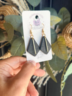 Black Geometric Earrings, Diamond Polymer Clay Earrings, Gold Dangle Earrings, Minimalist Jewelry, Modern Statement Earrings, Gift for Her