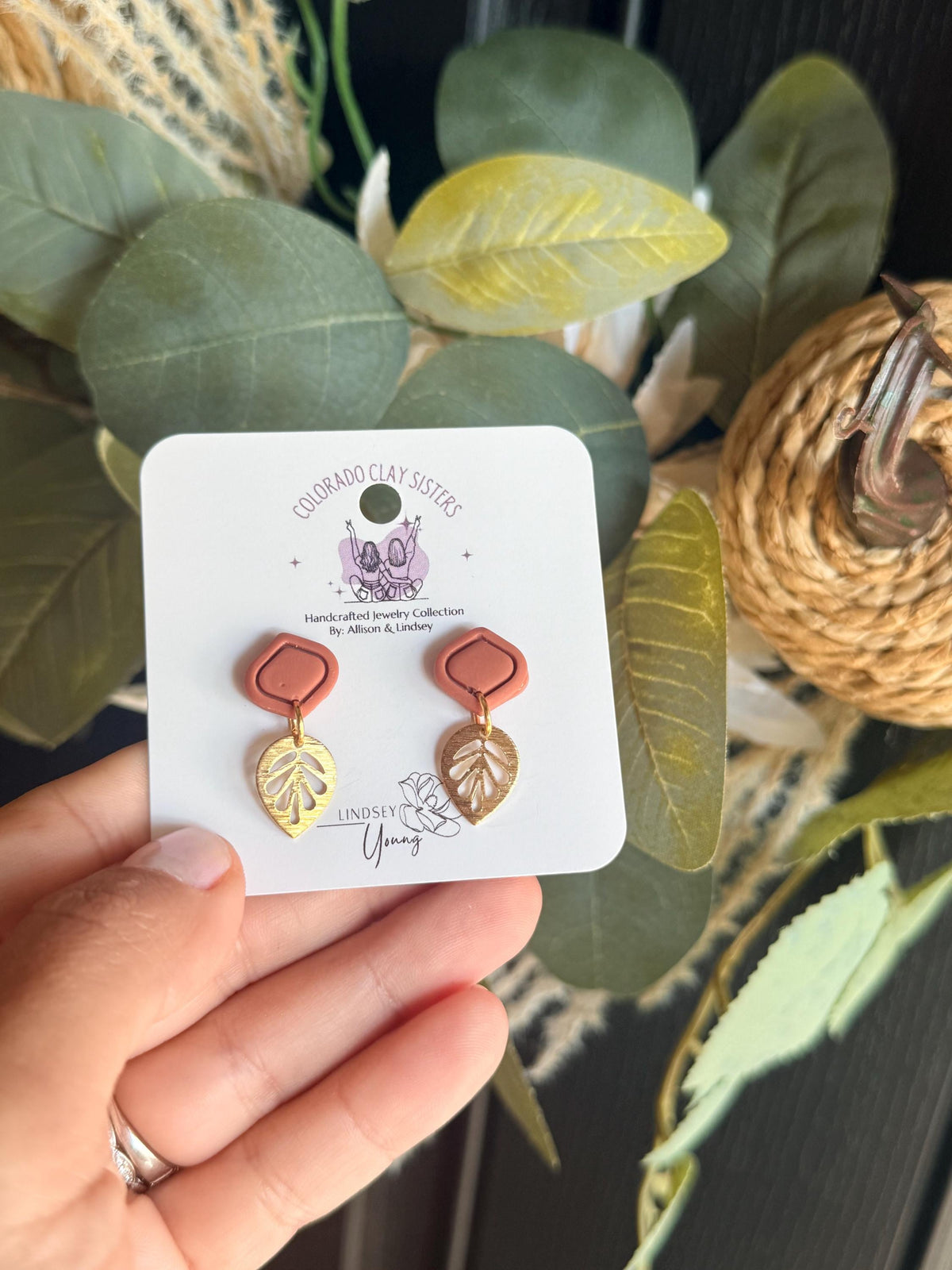 Polymer Clay Earrings, Black Gold Earrings, Boho Leaf Earrings, Dangle Earrings, Minimalist Jewelry, Handmade Earrings, Gift for Her