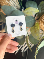 Polymer Clay Earrings, Black Gold Earrings, Boho Leaf Earrings, Dangle Earrings, Minimalist Jewelry, Handmade Earrings, Gift for Her
