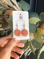 Terracotta Clay Earrings, Gold Hoop Dangle Earrings, Polymer Clay Earrings, Boho Circle Earrings, Lightweight Handmade Jewelry Gift