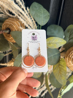 Terracotta Clay Earrings, Gold Hoop Dangle Earrings, Polymer Clay Earrings, Boho Circle Earrings, Lightweight Handmade Jewelry Gift